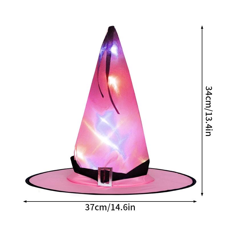 Chapéu de Bruxa LED Decoração Halloweeen Exterior Chapéu LED Bruxa Cosplay Dia dos Mortos Mexicano Festa Bola Mago Cosplay Para