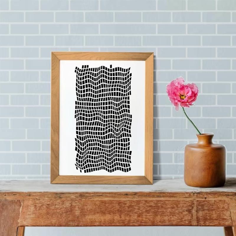 New Style, 12 Pieces, Grid Texture Theme, Template, DIY Theme, Manual Account Drawing, Hollow DIY Template, Home Decoration