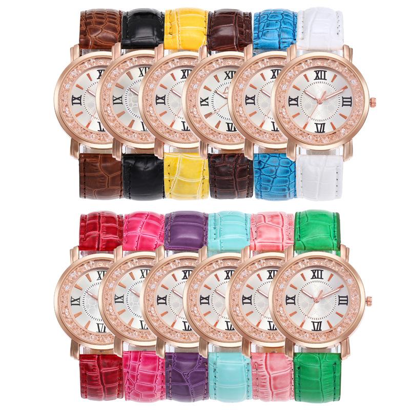 Ebaywish Simple Casual Rhinestone Creative Gift Colorful Watch Plastic Quartz Wrist