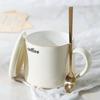 Creative Ceramic Cup with Lid Spoon Couple Coffee Cup Macaron Creative Mug Office Drinking Cup Girls
