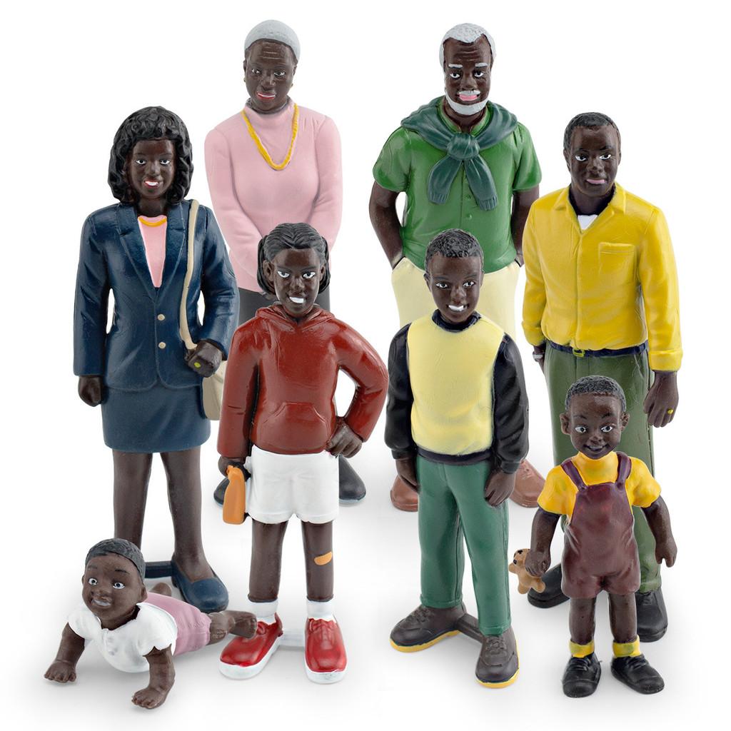 African American Family Model Pvc Collectible Figures For Gift And Display