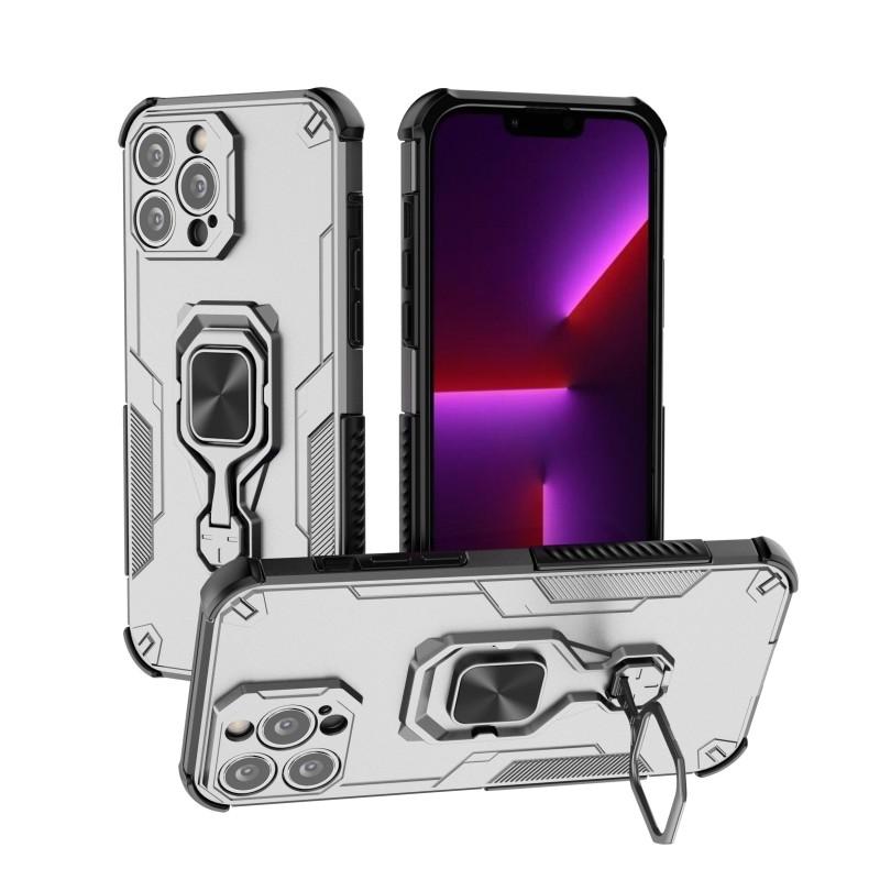 Pro iPhone 14 Pro Pouzdro na telefon WANLONFENG PC TPU Zadní kryt Stojánek s tvrzeným sklem