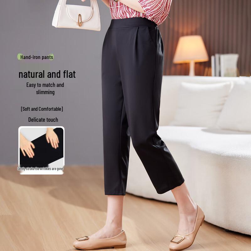 

Pasite Women s Elastic Waist Straight-Leg Cropped Pants 3XL