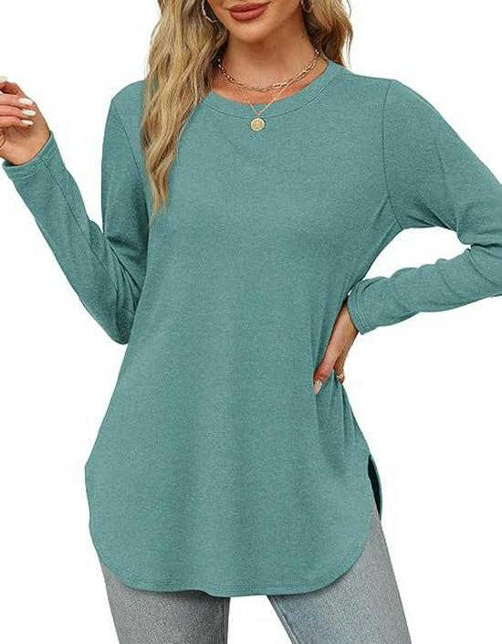 Autumn Women's Solid Long Sleeve Round Neck Loose Casual Top