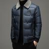 Chaqueta de Plumas para Hombre Invierno Nuevo de Alta Gama Cuello de Lana Chaqueta Desmontable Casual Cálida y Resistente al Frío Chaqueta de Plumas Slim para Hombre