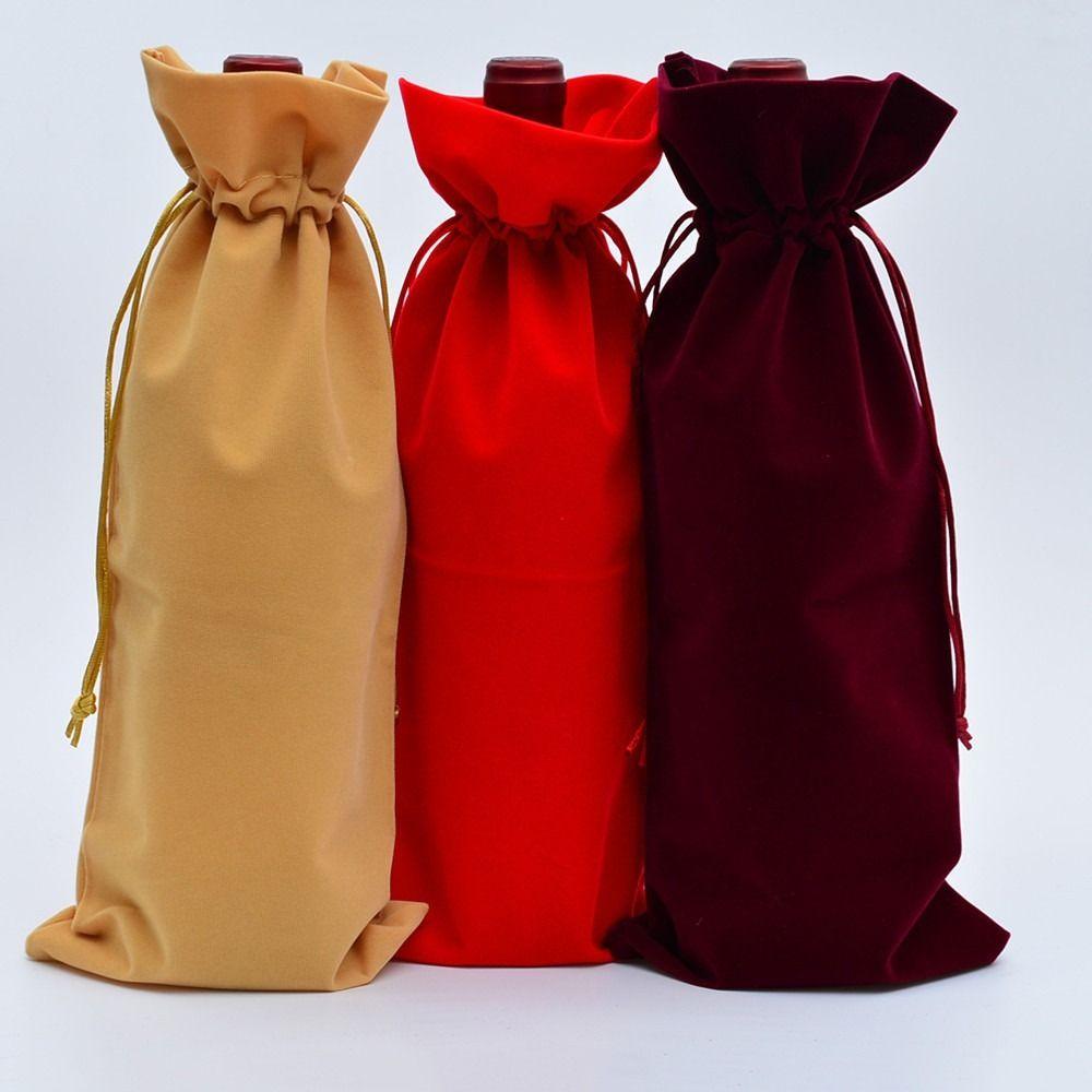 Tessuto Morbido di Velluto Sacchetto di Velluto per Vino Chiusura con Coulisse Sacca di Velluto per Vino Confezione Regalo per Vino