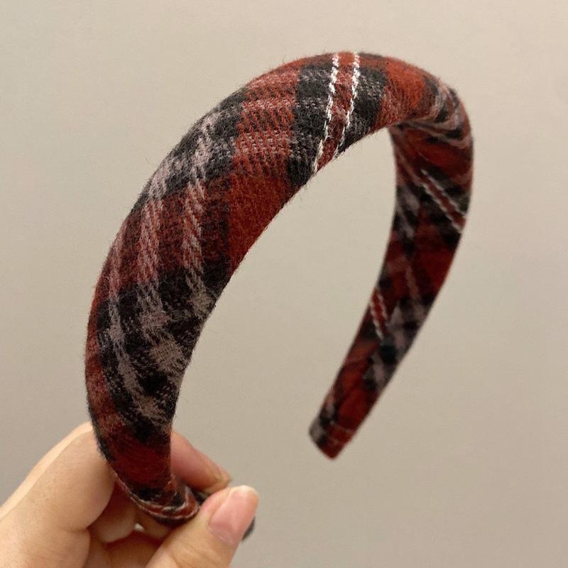 

Винтажный шлифованный клетчатый тканевый ободок для волос с губкой шириной 3 см для женщин и девочек, для повседневного наряда, для шопинга, для пресса, аксессуары для волос