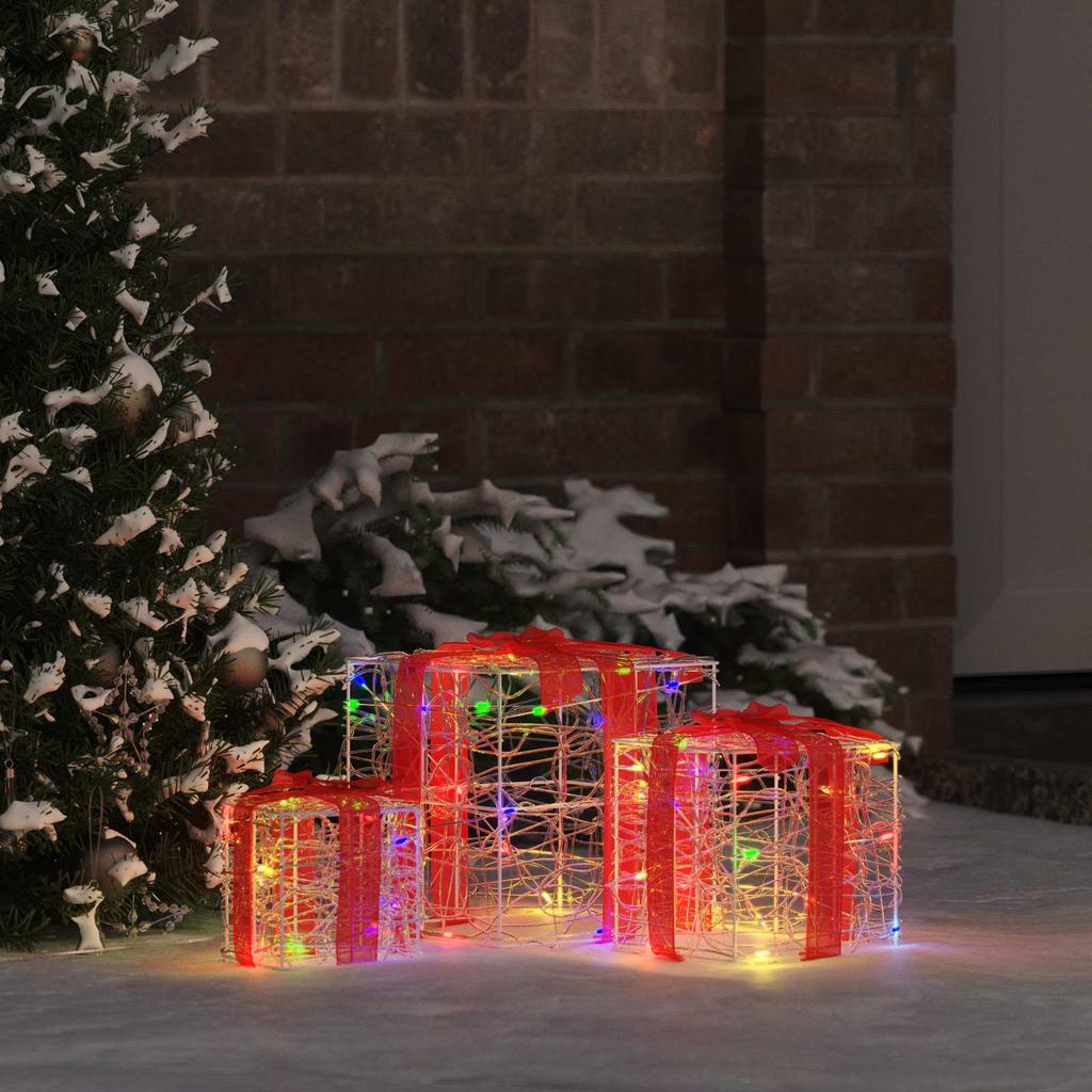 Gift Box with 60 LEDs 3 Pcs Multicolor 20 X 20 X 20 Cm Acrylic