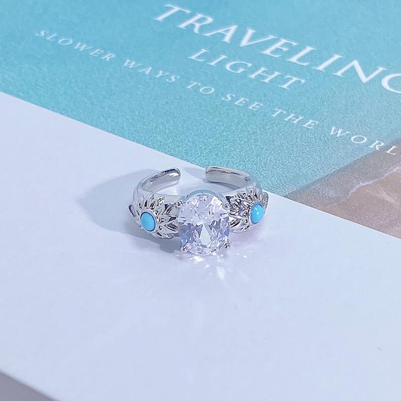 Light Luxury Full Diamond Inlaid Zircon Super Flash High-End Open Ring Niche Exquisite Elegant Personalized Ring