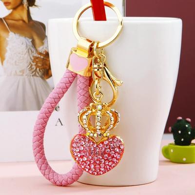 Rhinestone Crystal Hollow Crown Heart Pendant Keychains For Women Key Chains Rings Luxury Car Keyring Holder