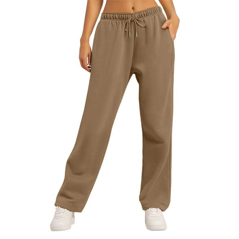 Autumn Winter Women's Solid Color Sweatpants Daily Casual Pants Women's Wide Leg Pants Comfortable Loose Drawstring Women's