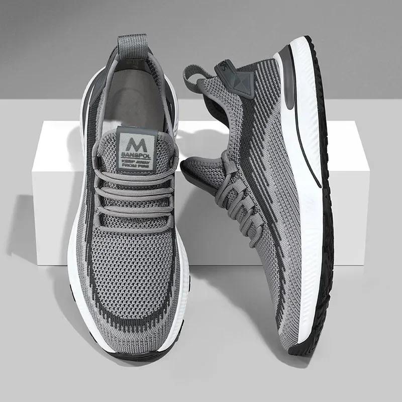 Fashion Men Casual Sneakers Breathable Lace Up Sports Shoes Male Autumn Running Shoes Mesh Comfortable Soft Sole Non Slip Mens Shoes