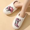 Fashion Cute Print Home Fluffy Slippers Women Closed Toe Warm Winter Cotton Slippers Woman Comfortable Soft Sole Plush Indoor Slides