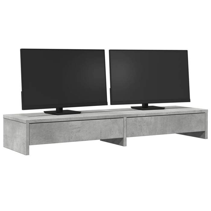 VidaXL Monitor Stand with Drawers Concrete Grey Engineered Wood, Screen Riser, Monitor Shelf, Monitor Base 854673