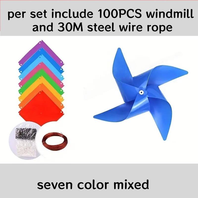 100Pcs Mini Rainbow Pinwheels Garland Kit , Party Garden Wedding Outdoor Hanging Decor Supplies