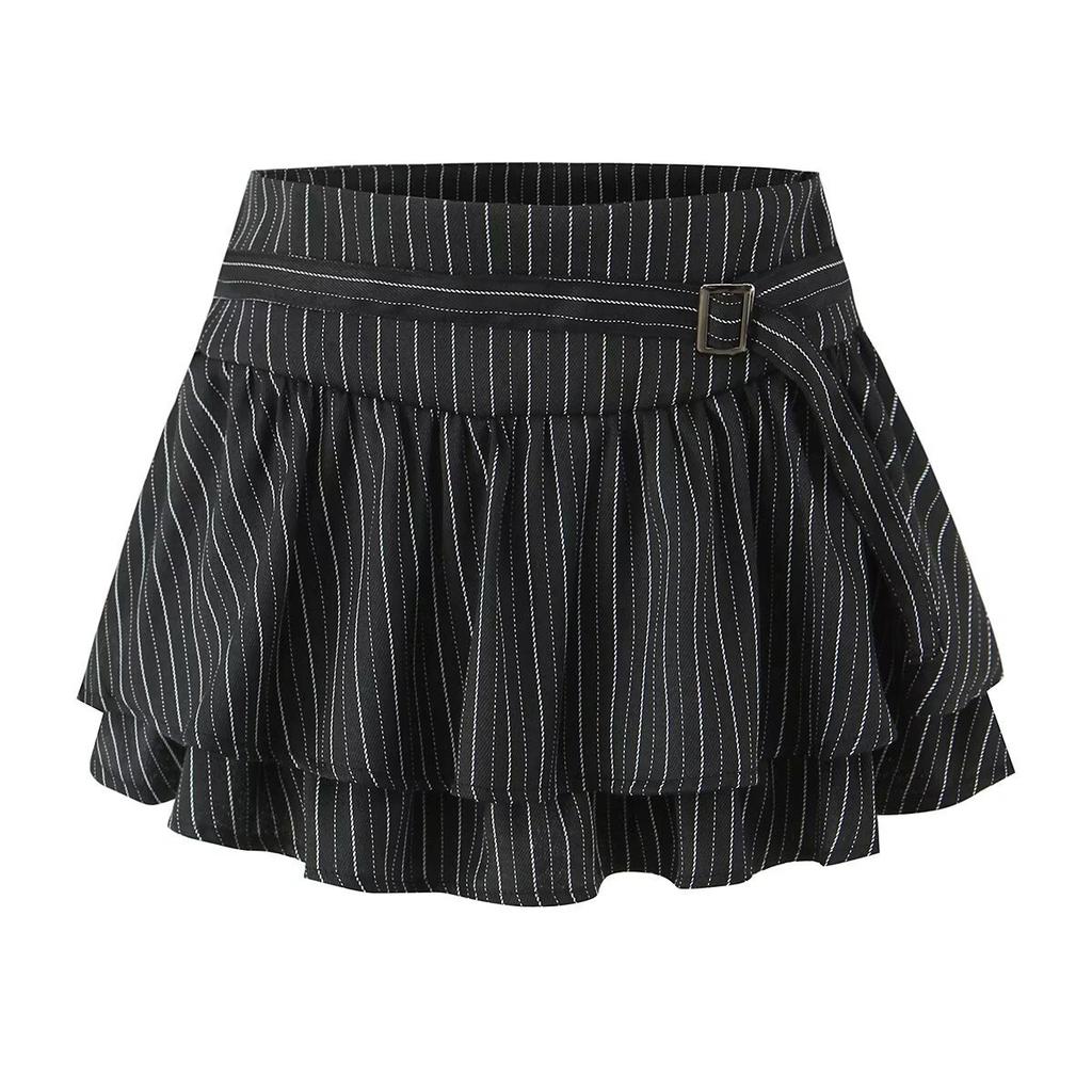 European and American style, new women's clothing, fashionable single-breasted neck vest striped cake skirt