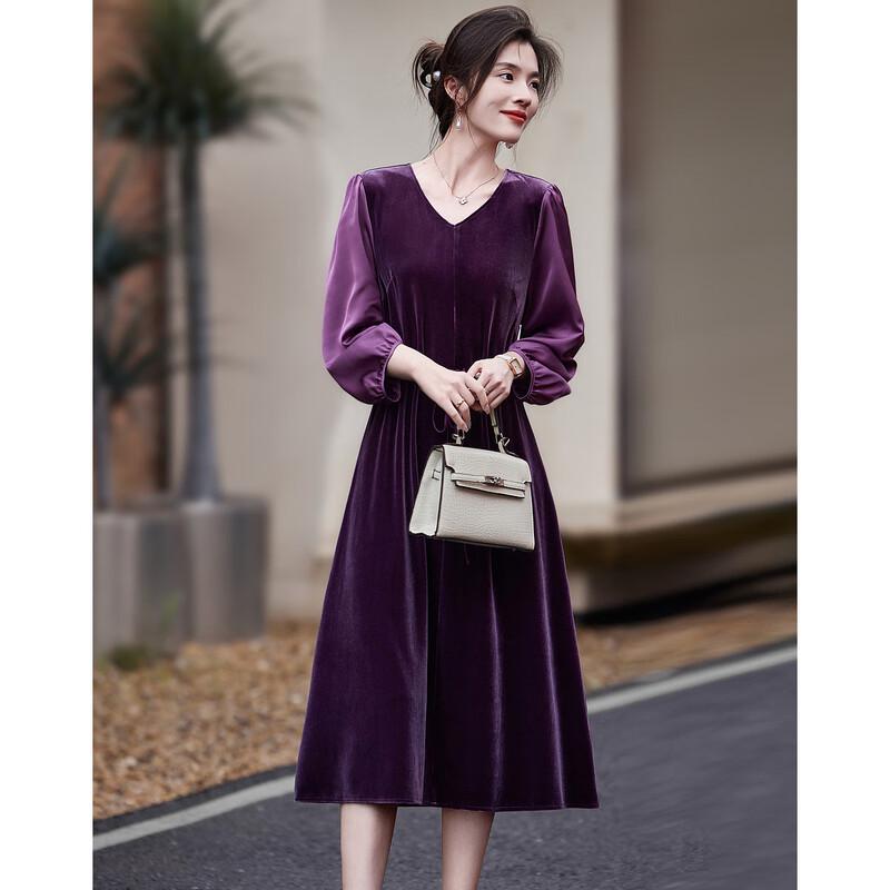 Demana Elegant V-Neck Puff Sleeve Midi Dress with Pearl Belt