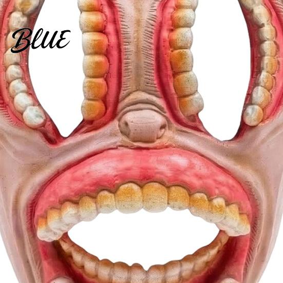 Terrifying Party Mask Halloween Horror Mask with Hollow Realistic Fangs Lightweight Breathable Detailed Flesh Texture PU Foam Grimace for