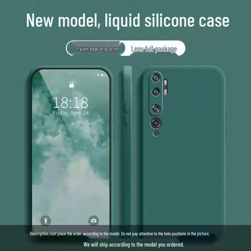 Compatible with Xiaomi CC9 Pro: Solid Color, Rubik's Cube Design, Liquid Silicone, All-Inclusive, Drop-Proof, Straight Edge Soft Case.