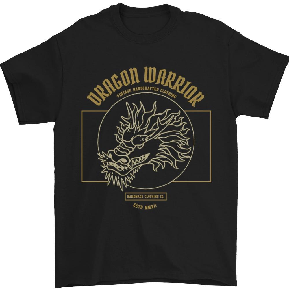Dragon Warrior Samurai Japanese Mens TShirt Creative Pattern Print Design Men Crewneck Cotton Short Sleeve Summer Casual Tee