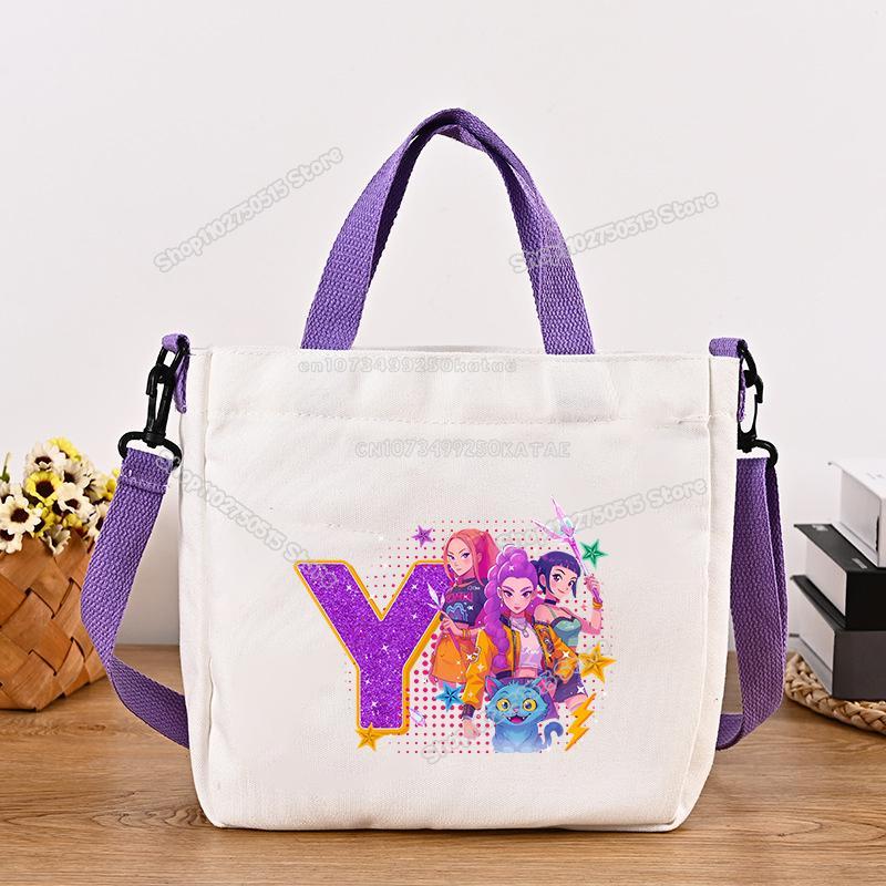 Schöne KPop Dämonenjäger Canvas Umhängetasche Multifunktionale Damen Handtasche Cartoon Mädchen Tragetasche Studenten Schultasche Damen Stoff Umhängetasche