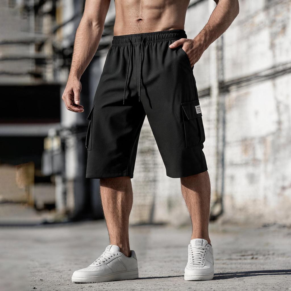 Herren Cargoshorts Leichte Outdoor-Sport Mehrere Taschen Arbeitskleidung Caprihosen Elastischer Bund Sommer Freizeit Arbeitshosen