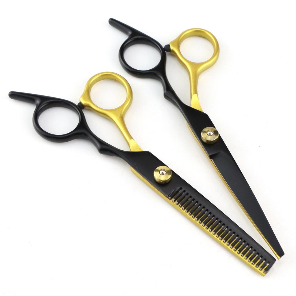 6.0 Inch Black And Gold Hair Scissors, Flat Scissors, Bangs Scissors