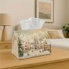 1pc Snowy Christmas Village Tissue Holder - Sturdy Polyester Suitable for Holiday with -Themed Design, Multi-Use Storage Organizer for Tissues, Napkin