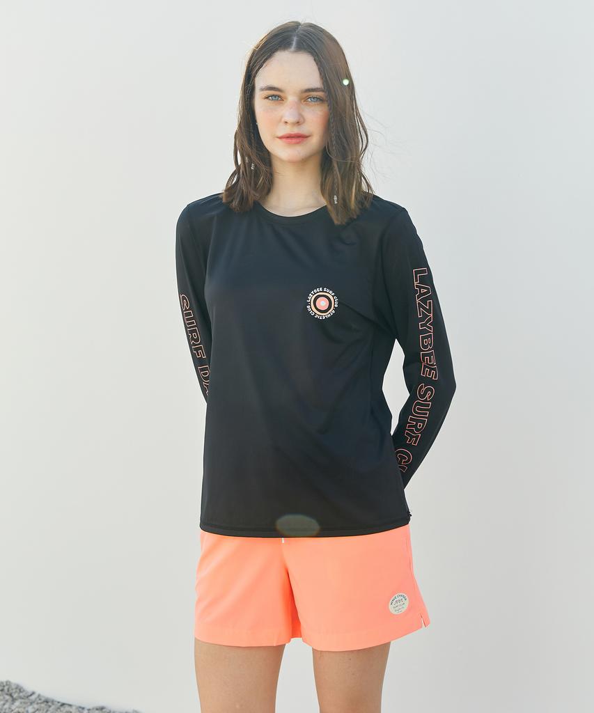 Leijibi [Set] Lettering Loose Fit Long Sleeve Rash Guard + Swimsuit Shorts Set W (3 Colors)