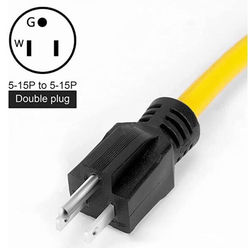 Male to Male Extension Cord Double Male 5-15P 12AWG 125V US Plug Generator Adapter Cord for Transfer Switch 0.6M/1.5M
