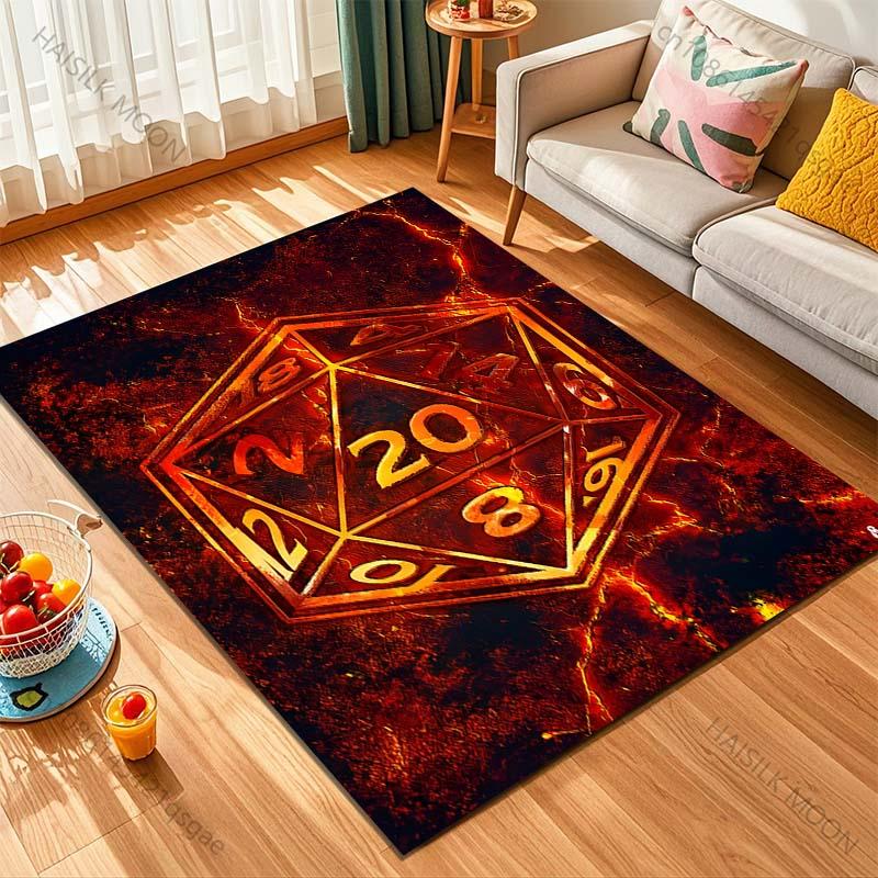 1PC Fire Game Dice Pattern Rug Carpets for Bedroom Living Room Sofa Mat Creative Door Mat Cloakroom Home Decor Play Mat