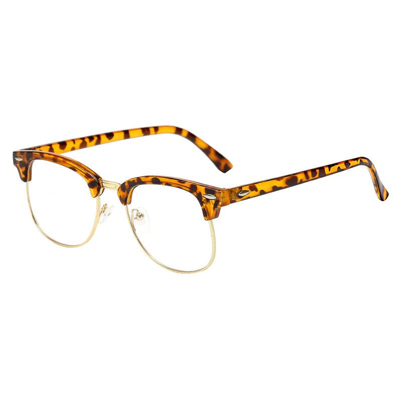 Half-frame rice nail frame anti-blue flat light glasses men's and women's goggles can be equipped with myopia glasses frame literary style
