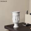 DXUIALOI Creative Human Face Art Vase Decoration Ceramic Crafts White Color Glaze Home Living Room Flower Arrangement Vase Decor