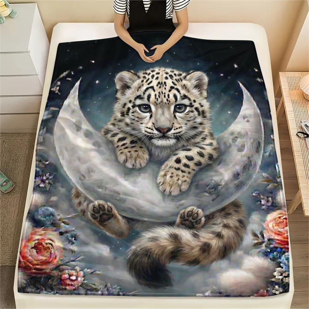 1Pc Cute Animal Print Flannel Blanket, High quality Comfortable for All Seasons, Home Decor, Warmth and Comfort, Perfect for Christmas Gifts 27