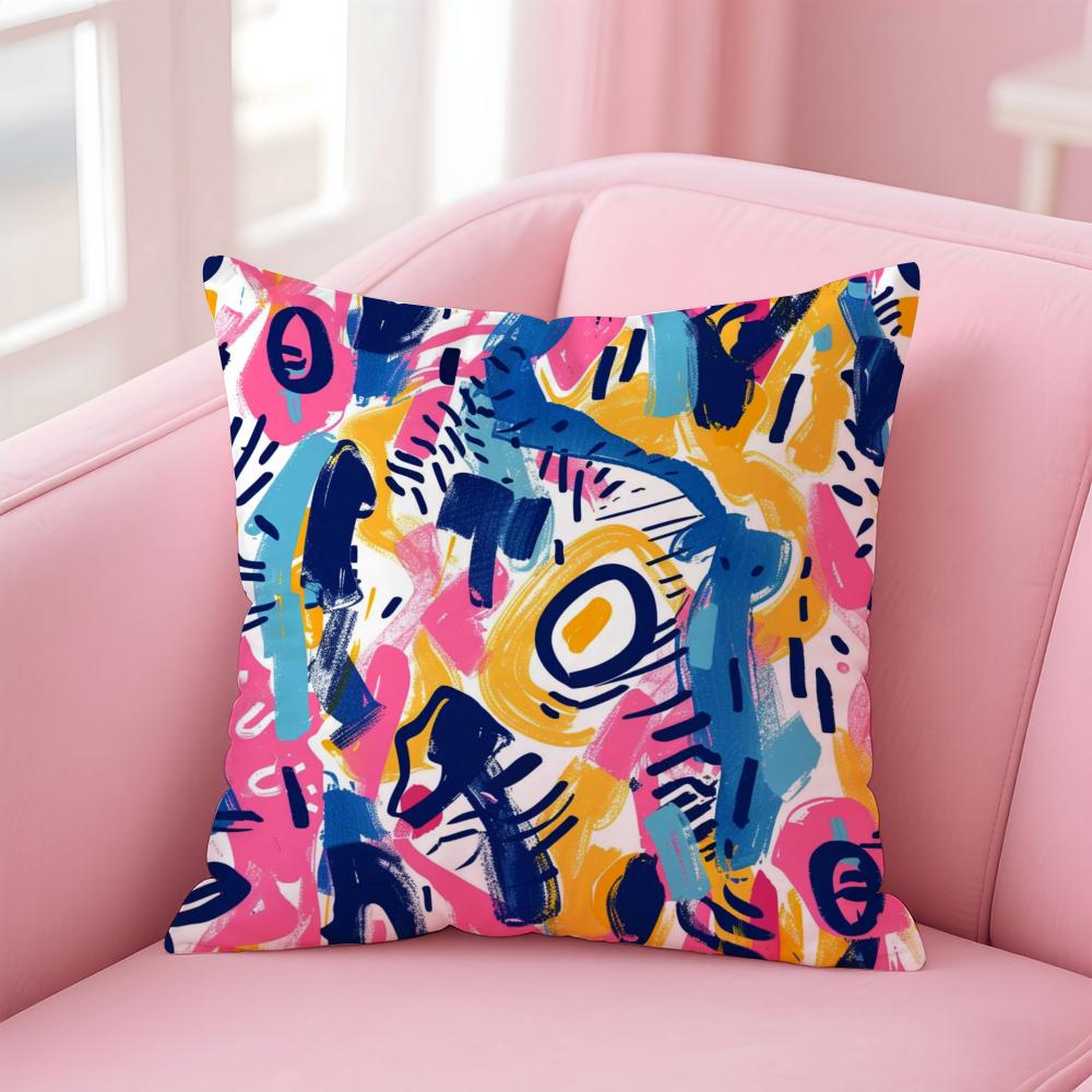 Cute Graffiti Funy Abstract Art  Cushion Cover Linen Pillowcase Cover Soft Decor for Sofa Home Room