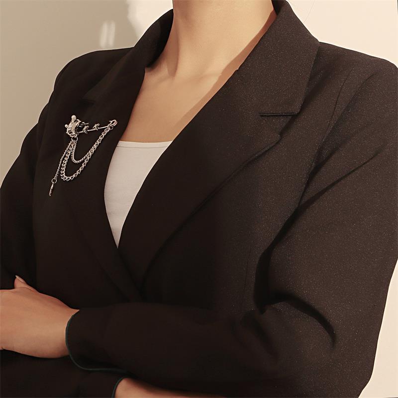 Schmuck Retro Diamant Stern Mond Sichel Kette Quaste Broschen Elegant Damen Kleidung Dekor Zubehör Tasche Anhänger Anzugnadeln