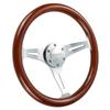 Kyostar Universal 350mm 14" Grant Classic Nostalgia Style Woodgrain Steering Wheel with Spoke Horn Button (Silver)