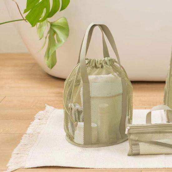 Netz-Strandtasche, Große Kapazität, Zugbeutel, Schnelltrocknender Polyester Dusch-Organizer, für Reise Strand Fitnessstudio