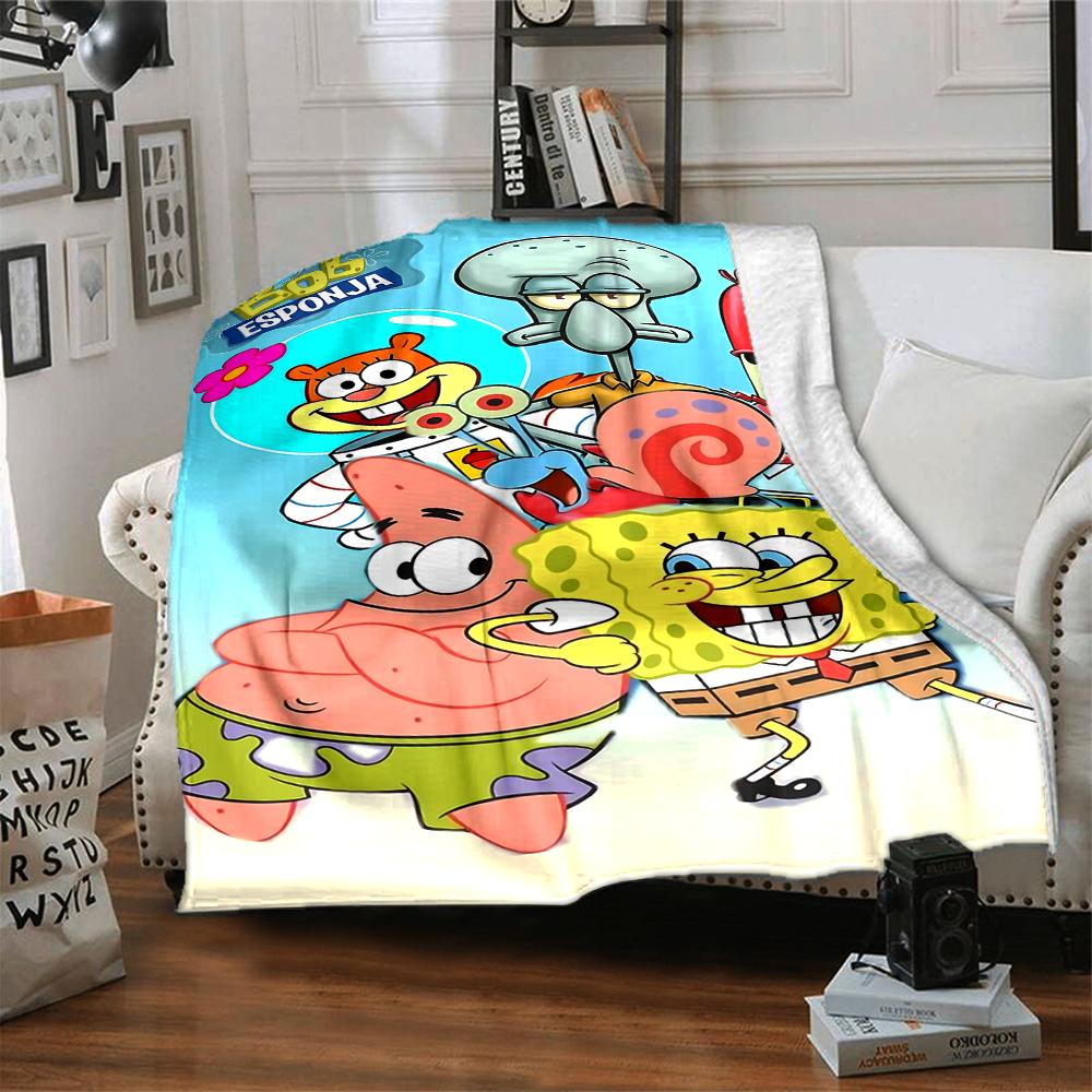 1Pc Spongebob Squarepants Adventure Blanket Soft Throw Blanket For Home Bedroom Bed Sofa Travel Office Solid Christmas Blanket