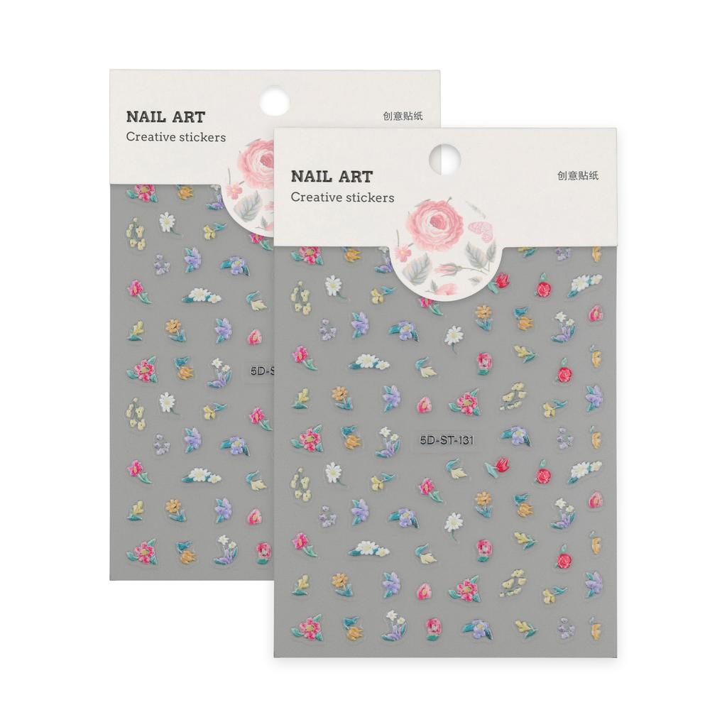 Small fresh ins wind flower nail art sticker 5D micro-engraved nail sticker 3D three-dimensional color flower nail art sticker