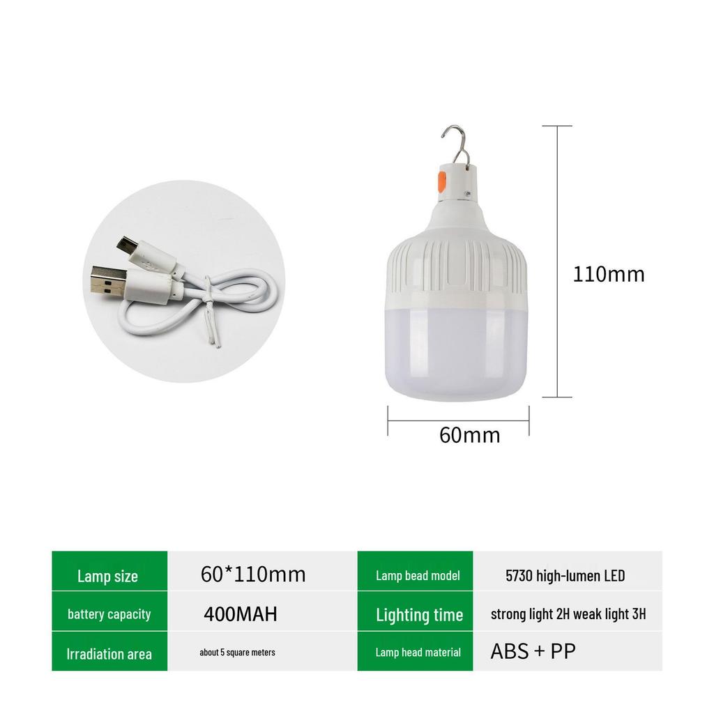 Rechargeable LED Light Bulb: Outdoor Camping, Night Market, Emergency, Super Bright, Rainproof, Power Outage Solution