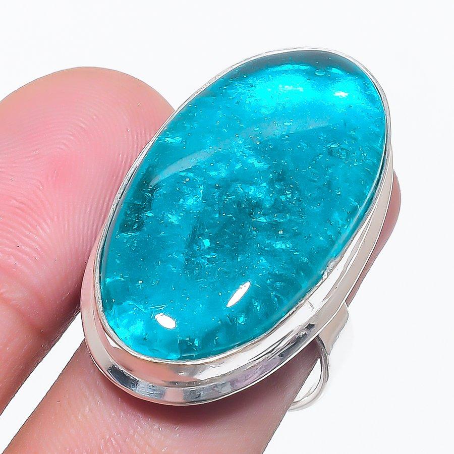 Blue Triplet Opal Gemstone 925 Sterling Silver Jewelry Ring Size 8