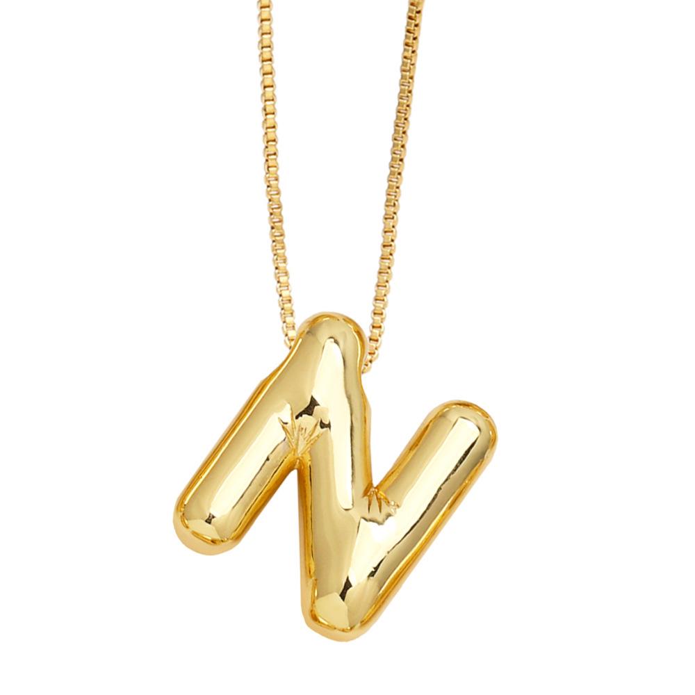 18K Gold-Plated Smooth Letter Pendant Necklace - Unique & Versatile Design