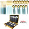 Tableware Set Gift Box Fabulous Cutlery Knife Fork Dessert Spoon Coffee Spoon 24PCS Gold Flatware Dinnerware Sets