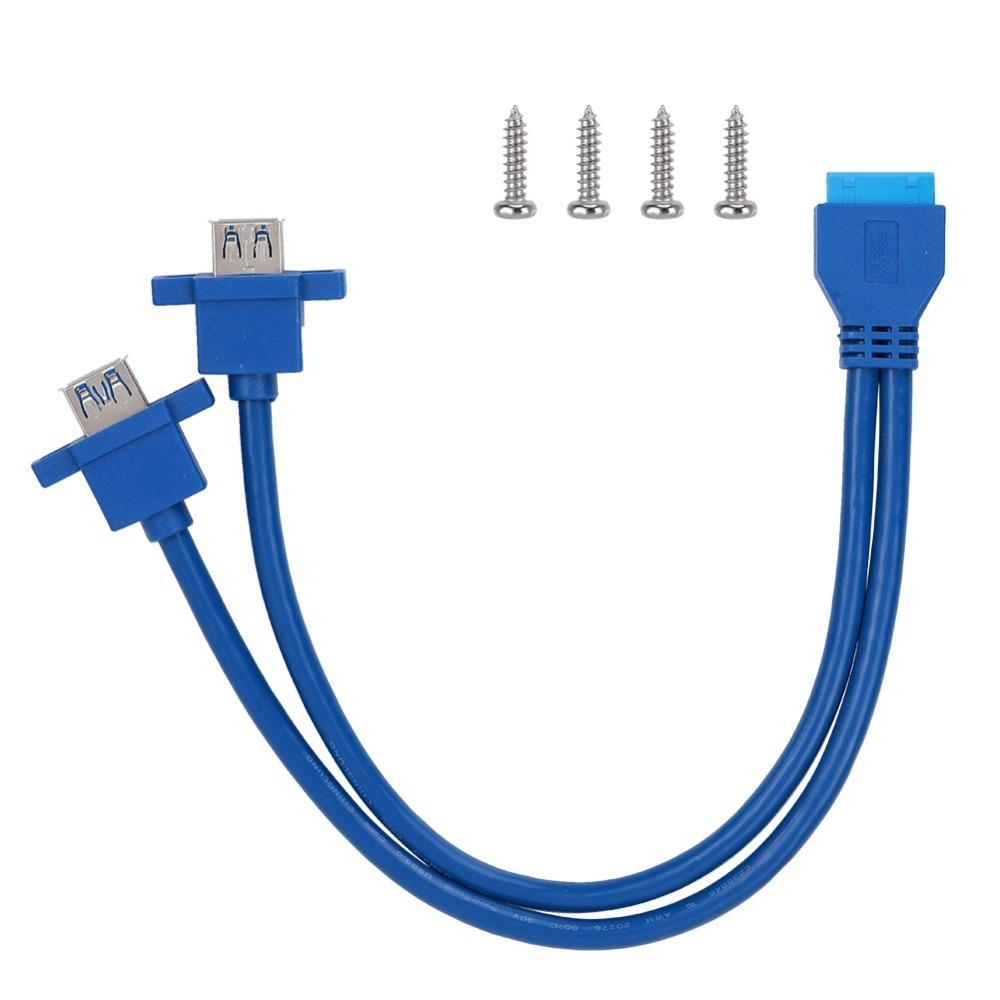 with Screw Hole USB3.0 19PIN To 2AF Cable Panel Mount USB3.0 Expansion Cable Motherboard Header 30cm