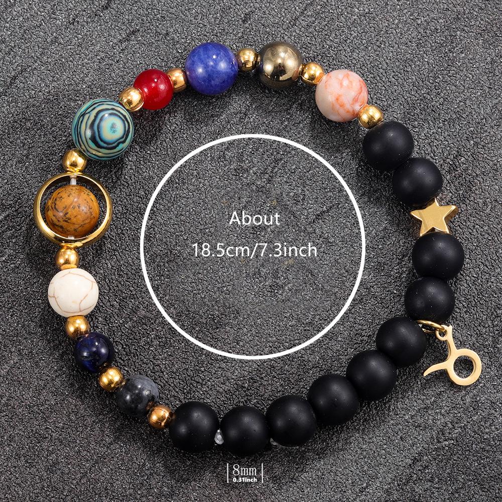 Twelve Zodiac Crystal Bracelets For Women And Men And Couples Handmade Beaded Natural Stone Bracelets For Eight Planets