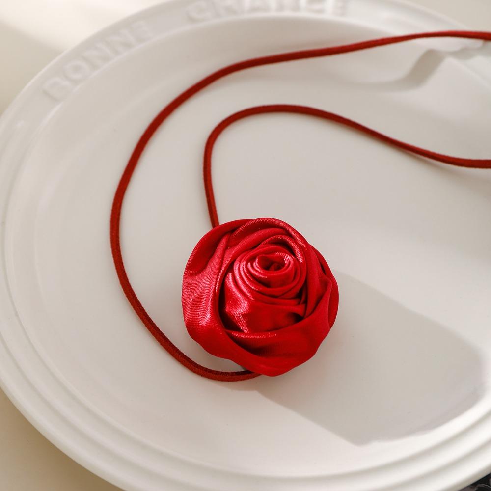 Temperament Retro Fabrics Stereo Flower Flannel Camellia Winding Chokers Necklace for Women Collar Jewelry Accessories Gifts