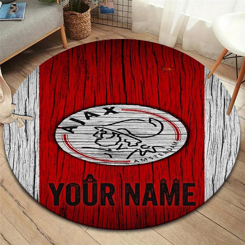 Ajax Fan Gear Custom Name Round Area Rug Carpet Rug For Living Room Bedroom Sofa Playroom Decor Nonslip Floor Mat