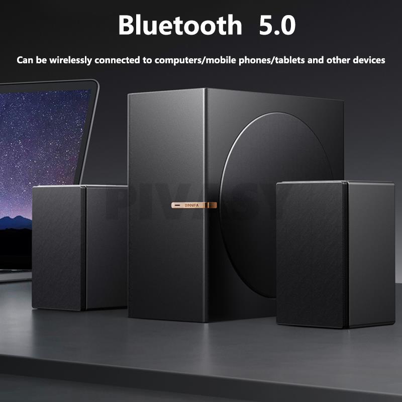 8 Inch High Power Wooden Bass Speaker Full-Range Subwoofer Bluetooth Speaker 2.1 Active Speaker For Computer TV Home Desktop Set