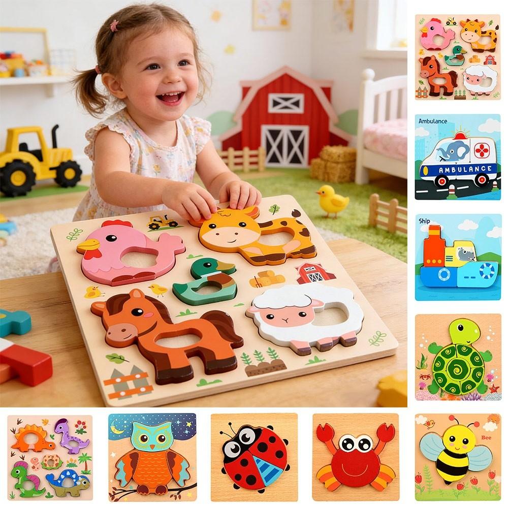 Safe Animals Cognitive Jigsaw Puzzle 3D Intelligence Puzzle Toys Children Educational Toys